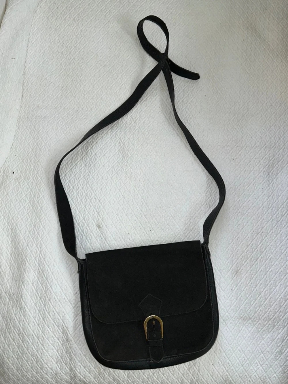 Arche French Designer supple black leather suede cross body purse bag FRANCE